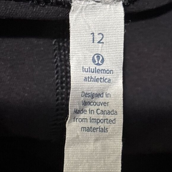 Lululemon Black Cropped Leggings Women’s Size 12 Nylon Lycra Activewear Yoga - Picture 13 of 14